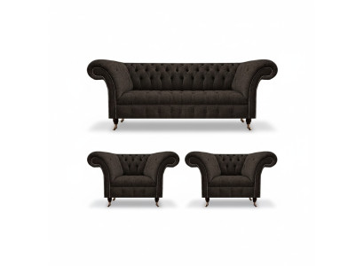Set da soggiorno Chesterfield divano set 3 pezzi di lusso completo di design.