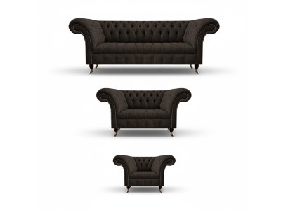 Set di mobili imbottiti di design completo di lusso 3 pezzi Divano/couch.
