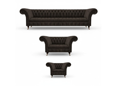 Set completo per soggiorno con 3 pezzi, divani di lusso realizzati da designer, arredi imbottiti.