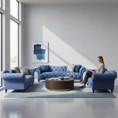 Divano Chesterfield divano lussuoso set soggiorno mobili imbottiti nuovi