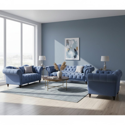 Divano Chesterfield divano lussuoso set soggiorno mobili imbottiti nuovi