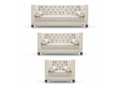 Bianco set di divani in tessuto soggiorno lusso 3+2+1 arredamento Chesterfield