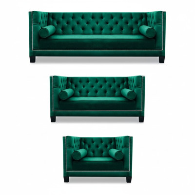 Lussuoso set Chesterfield in verde design 3 pezzi divano divano soggiorno 3+2+1
