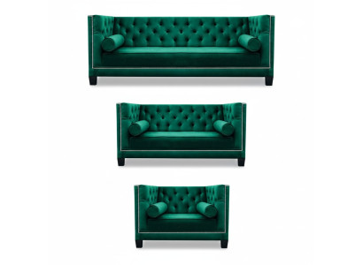 Lussuoso set Chesterfield in verde design 3 pezzi divano divano soggiorno 3+2+1