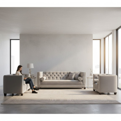 Soggiorno Set di lusso in tessuto Set divano 3 pezzi Moderno Designer 4+2+1