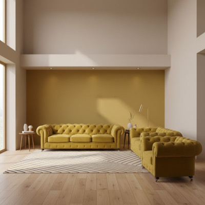 Designer 2 divani poltrone soggiorno Chesterfield set lusso Chesterfield.