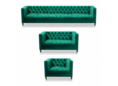 Chesterfield set di lusso Mobili da salotto Set da salotto 3 pezzi Tessuto imbottito