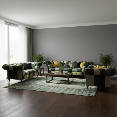 Chesterfield soggiorno moderno divano imbottito set divano 3 pezzi 3+2+1