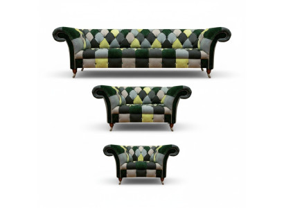 Soggiorno Design Moderno Tessuto 3 pezzi Chesterfield Mobili Imbottiti Nuovi