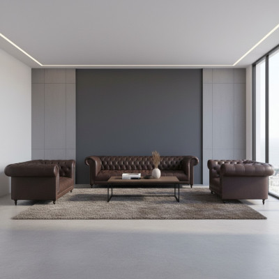 Chesterfield lusso completo 3 pezzi set soggiorno divani imbottiti 4+2+1