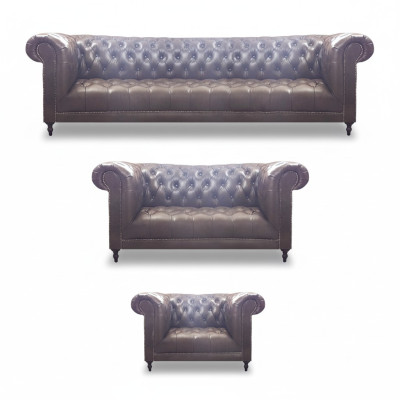 Chesterfield lusso completo 3 pezzi set soggiorno divani imbottiti 4+2+1