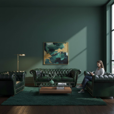 Set di divani 3 pezzi per soggiorno, design moderno, poltrona Chesterfield