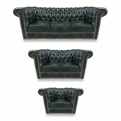 Set di divani 3 pezzi per soggiorno, design moderno, poltrona Chesterfield