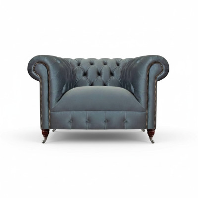 Chesterfield poltrona grigia in tessuto soggiorno tessile monoposto poltrona di pregio