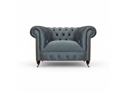 Chesterfield poltrona grigia in tessuto soggiorno tessile monoposto poltrona di pregio