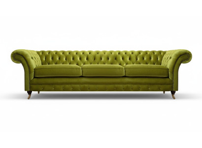 Chesterfield divano imbottito verde oliva con funzione letto divano arredamento salotto.