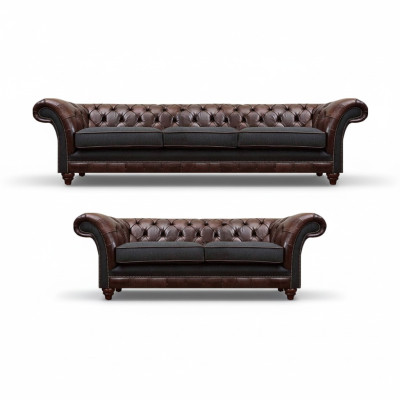 Chesterfield divano da soggiorno marrone e grigio moderno set di divani 2 pezzi