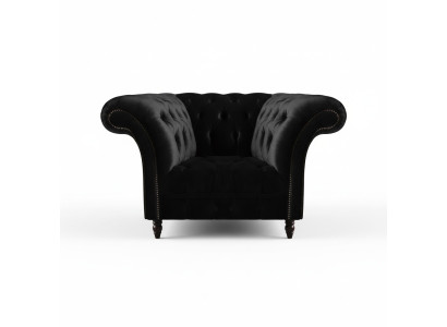 Chesterfield poltrona nera in pelle mobili soggiorno 1 posto nuovo