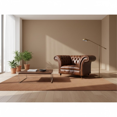 Chesterfield poltrona in pelle marrone soggiorno ecopelle singola sede mobili