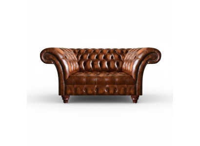 Sofà Chesterfield in pelle marrone di alta qualità, tre posti, nuovo