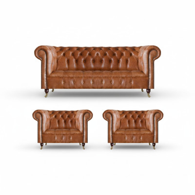Chesterfield mobili da soggiorno Divani marroni Poltrone singole Arredamento soggiorno