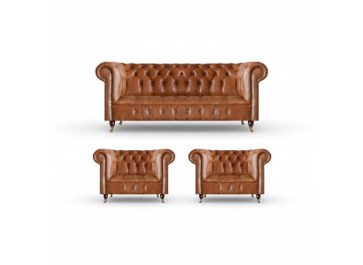 Chesterfield mobili da soggiorno Divani marroni Poltrone singole Arredamento soggiorno