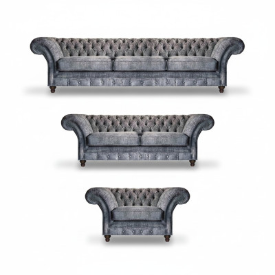 Chesterfield grigio set di tessile soggiorno divani divani designer