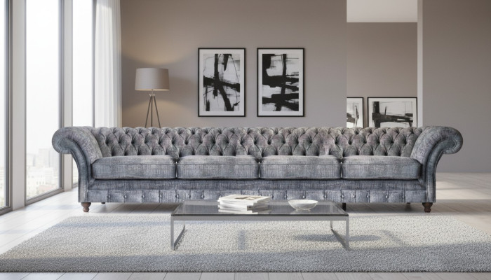 Elegante divano Chesterfield soggiorno quattro posti di design nuovo.