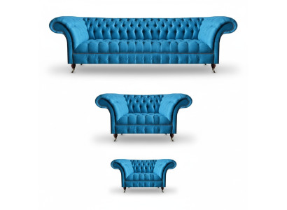 Azzurro cielo Chesterfield set di lusso Mobili seduta di design Divani