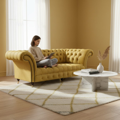 Chesterfield mobile di lusso divano a tre posti in tessuto divano poltrona soggiorno