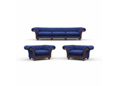 Soggiorno di design Chesterfield divano set di lusso poltrone 3 pezzi