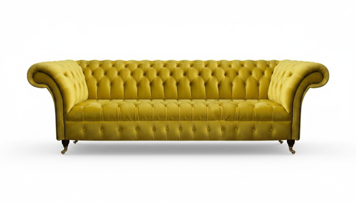 Chesterfield Divano Giallo a Quattro Posti Design Mobili imbottiti per il Salotto