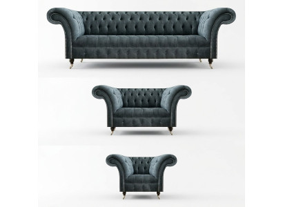 Chesterfield Gruppo di divani grigi Designer Divani imbottiti Sedile singolo di lusso