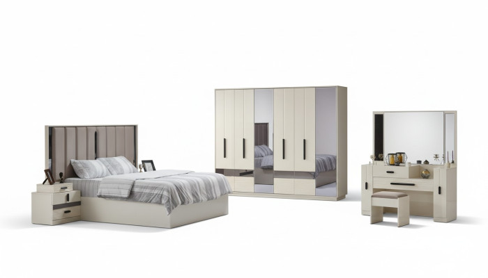 Set camera da letto 5 pezzi design moderno mobili completi letto armadio di lusso