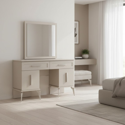 Mobile da letto in legno grigio design moderno con specchio