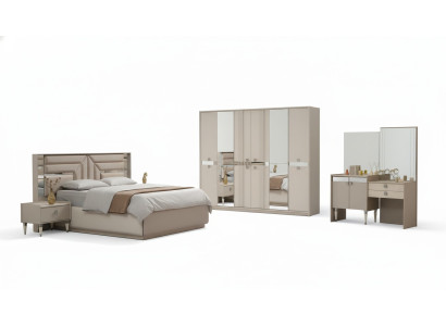 Camera da letto completa 5 pezzi letto 2 comodini armadio toeletta legno
