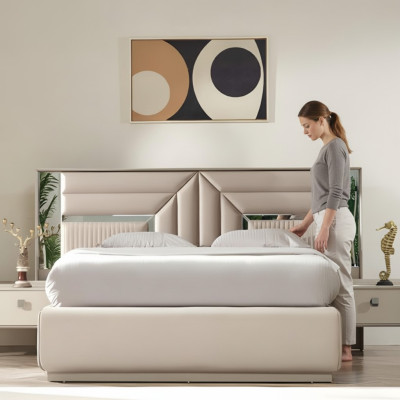 Letto matrimoniale di design per camera da letto di lusso mobili in legno
