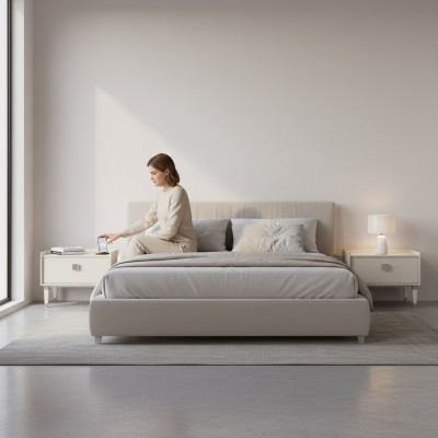 Mobili di lusso in legno per camera da letto 2x comodini design moderno completo