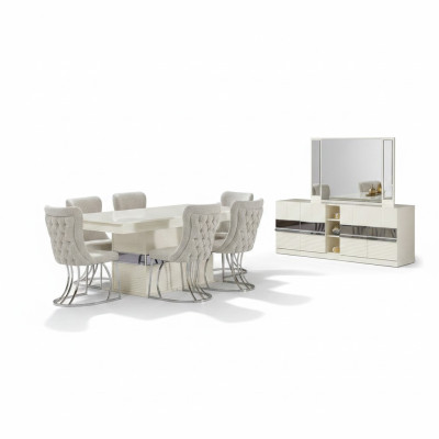Set da pranzo 7 pezzi Tavolo da pranzo con 6 sedie Design moderno Mobili di lusso Completo