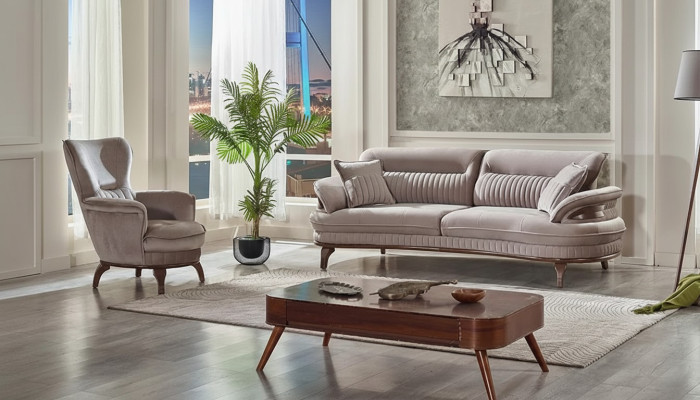 Set di divani 2 pezzi soggiorno completo 3+1 posti design moderno mobili imbottiti