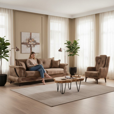 Set di divani di lusso 3+2 posti per soggiorno design in tessuto