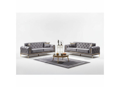 Divano 2x Chesterfield grigio set di divani di lusso