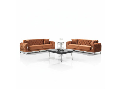 Divano Chesterfield 2x posti di lusso per soggiorno marrone