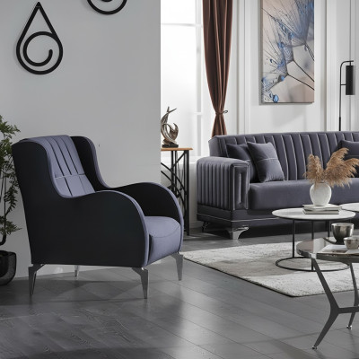 Poltrona di lusso grigia in tessuto design moderno