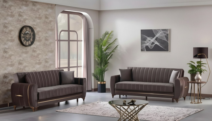 Set di divani design per soggiorno 3+3 posti Moderno 2x divani Mobili di lusso
