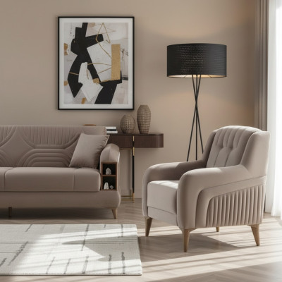Poltrona beige mobili moderni imbottiti design soggiorno tessuto