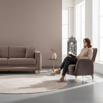 Poltrona di lusso design moderno poltrona imbottita soggiorno tessuto