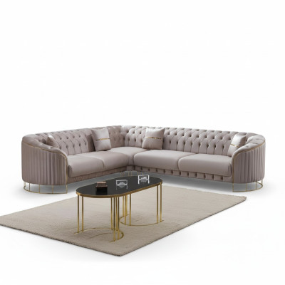 Divano angolare grigio in tessuto forma L design moderno poltrona soggiorno