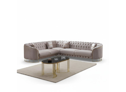 Divano angolare grigio in tessuto forma L design moderno poltrona soggiorno