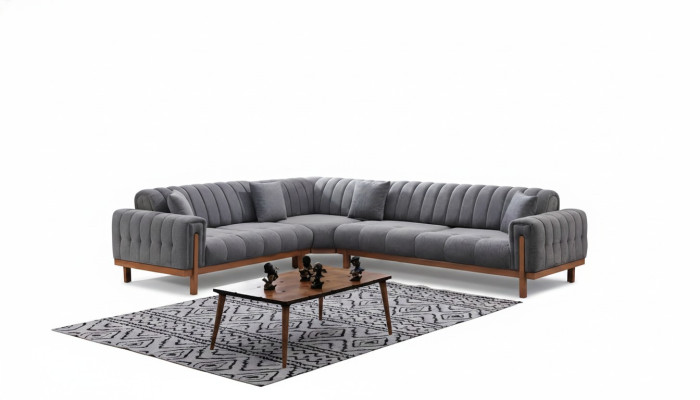 Divano angolare grigio forma L design moderno mobili divani